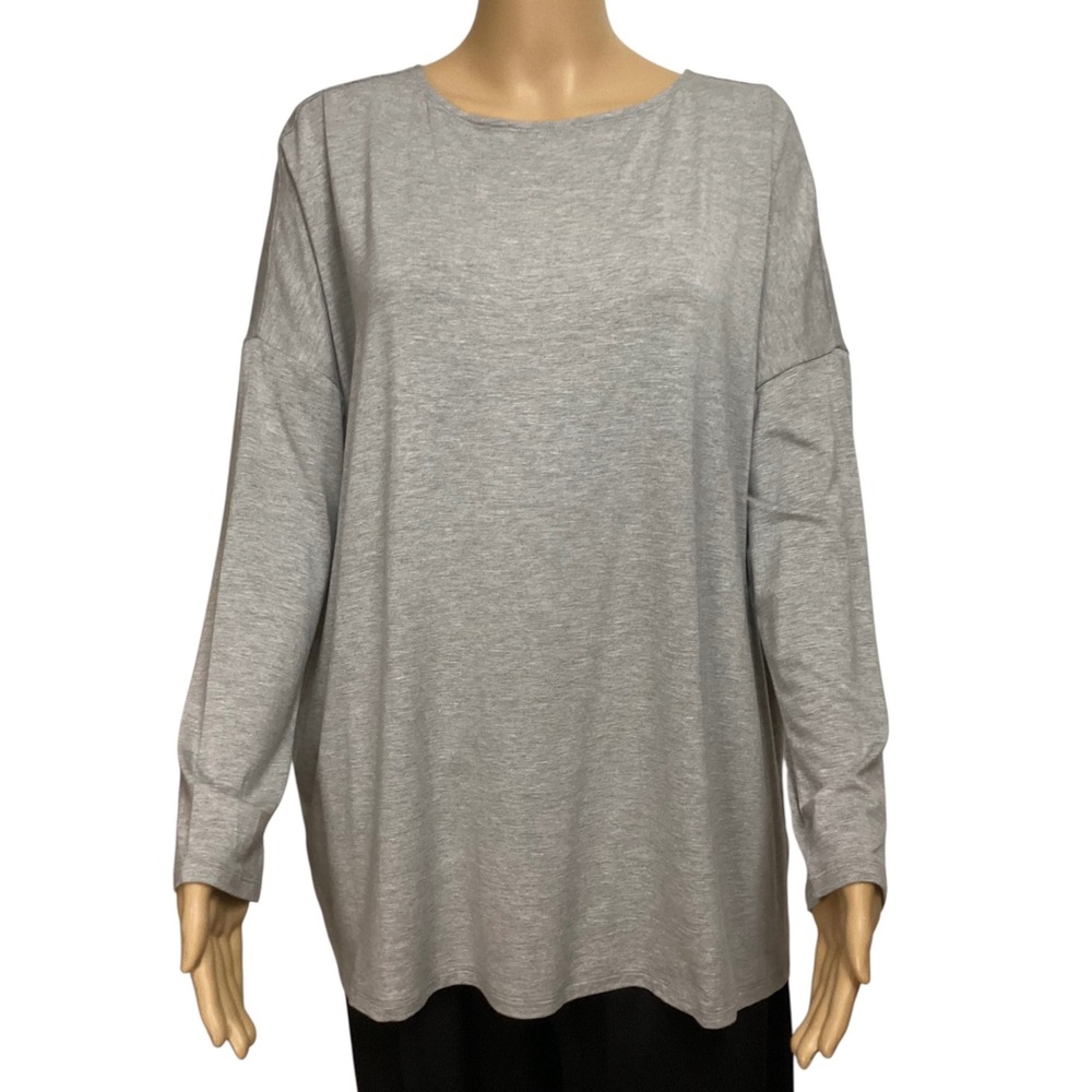 Quince Bamboo Jersey Maternity Long Sleeve Boxy Tee Gray Medium LB37329-JDA01